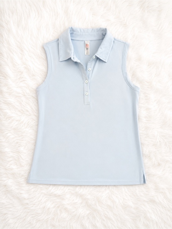 Mono B Tops - Mono B Women’s Small Sleeveless Golf Polo Silky Athletic Top Light Blue